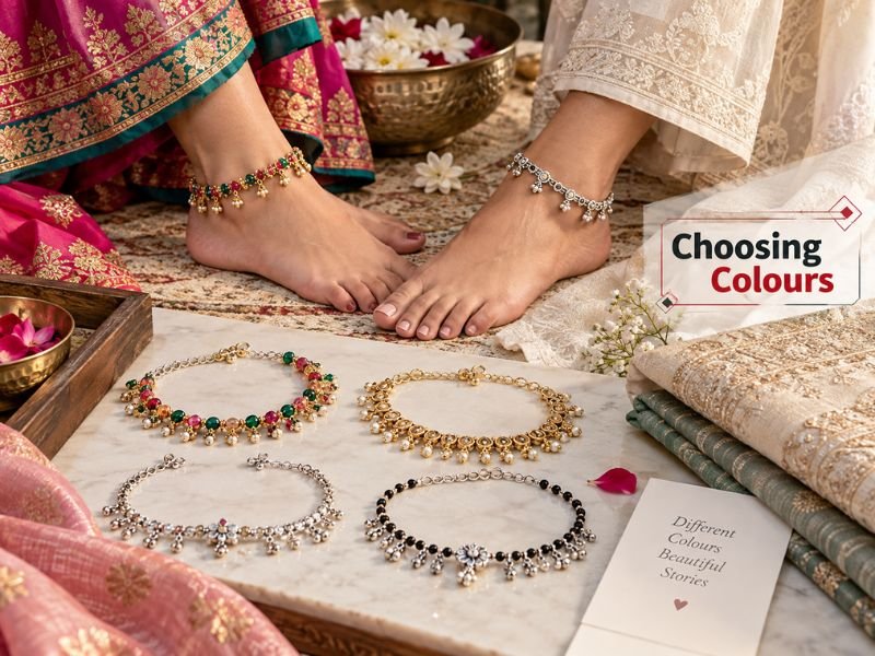 Colourful anklets in multicolour and coordinated shades for outfit styling by SaleManch