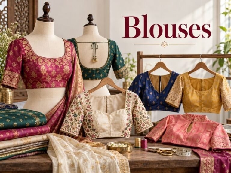 Indian blouse designs with different necklines and sleeves by SaleManch