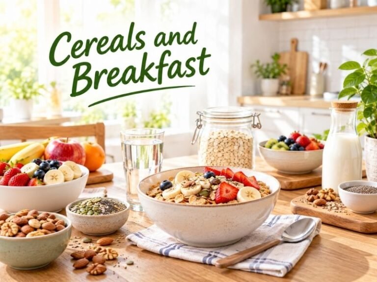 Cereals and breakfast foods arranged for morning meals by SaleManch