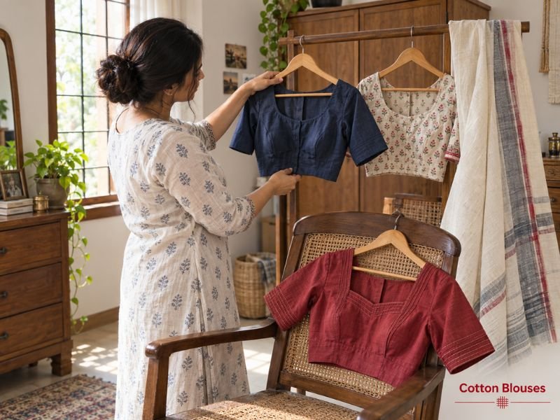 Cotton blouses in simple and traditional styles by SaleManch