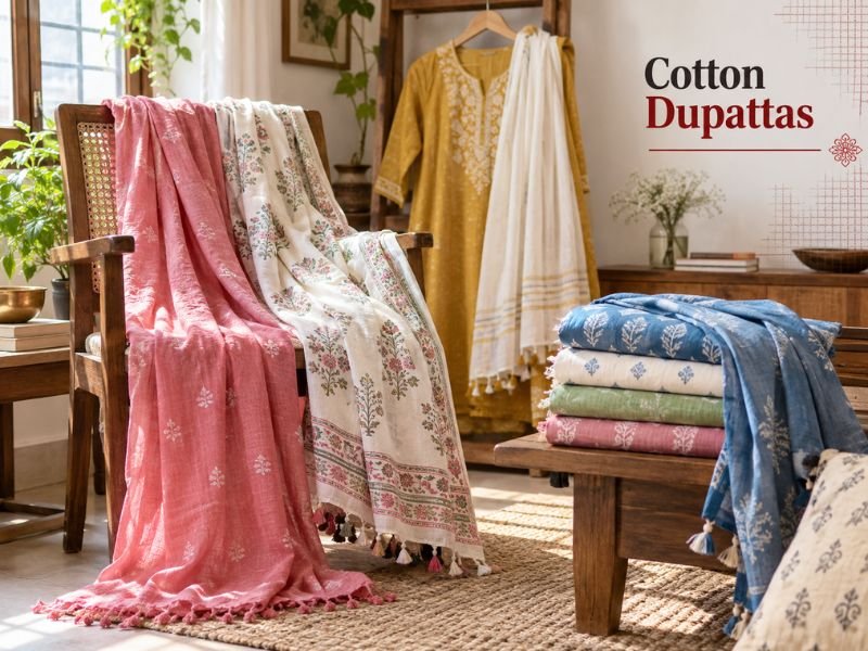 Cotton dupattas in versatile everyday ethnic styles by SaleManch