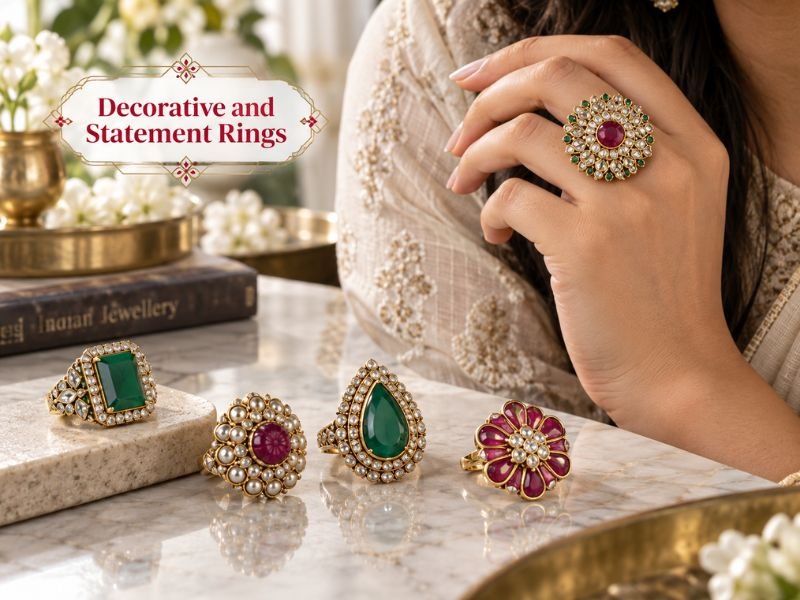 Decorative statement rings with bold shapes, patterns and embellishments by SaleManch