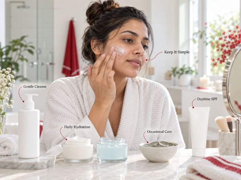 Skincare products including gentle cleansers, moisturisers, masks and sun protection by SaleManch