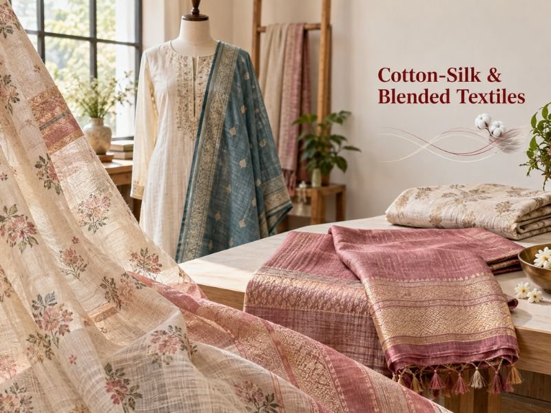 Cotton-silk and blended textile dupattas with rich textures by SaleManch