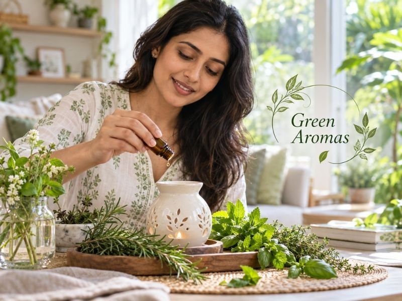 Herbal and green aromatic essential oils with fresh botanical scent profiles by SaleManch
