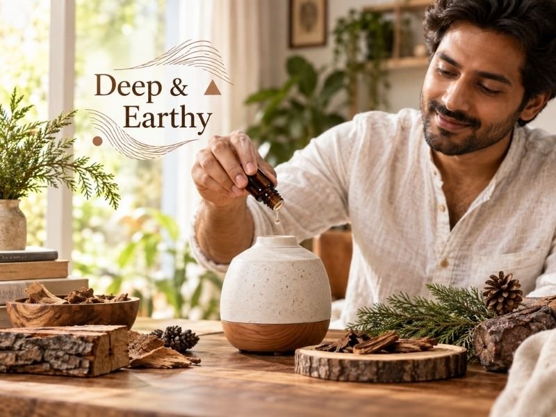 Woody and earthy essential oils with warm natural aromatic profiles by SaleManch