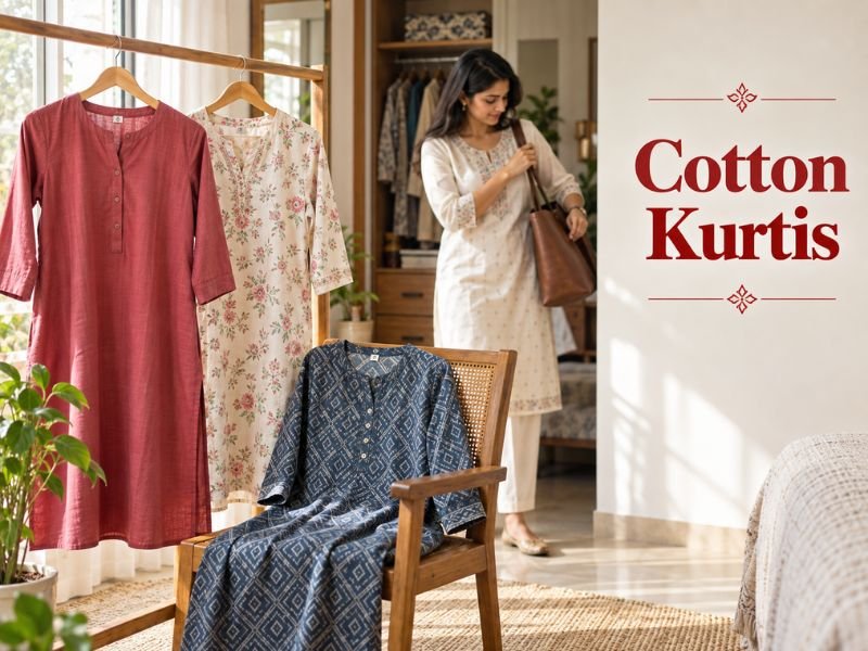 Comfortable cotton kurtis in printed, patterned and solid colours by SaleManch