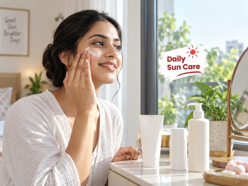 Sunscreen products for daytime skincare with different textures and finishes by SaleManch