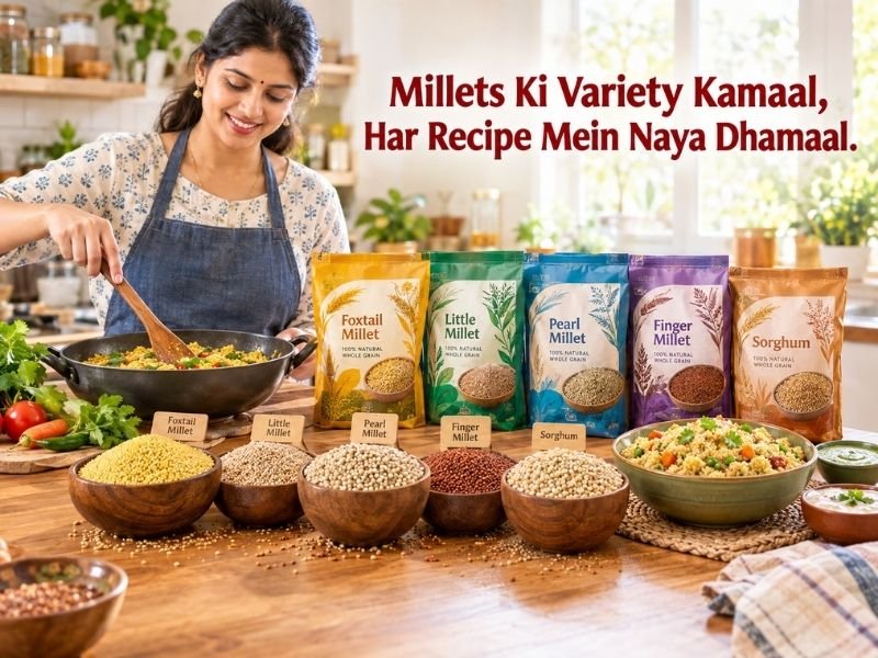Millets and alternative grains for varied everyday cooking and meal preparation by SaleManch