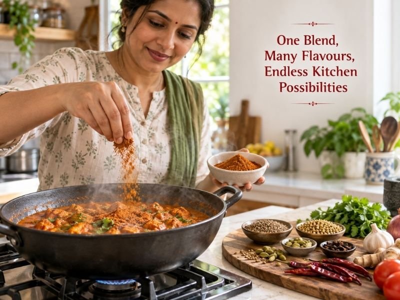 Blended masalas with aromatic spices for Indian cooking by SaleManch