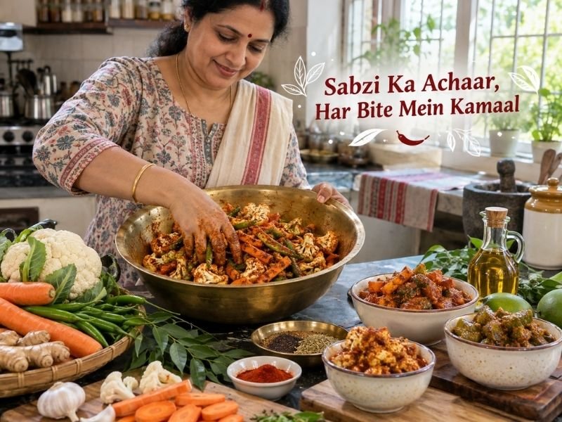 Vegetable and leaf-based pickles with traditional flavours and spices by SaleManch
