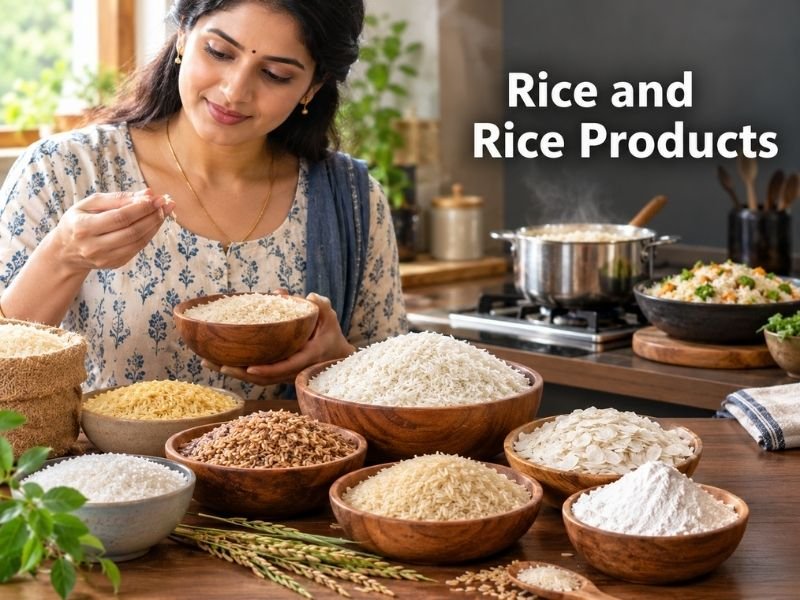 Different rice varieties and rice products for cooking by SaleManch