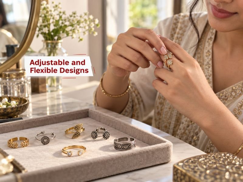 Adjustable rings with flexible fitting designs for different styling preferences by SaleManch