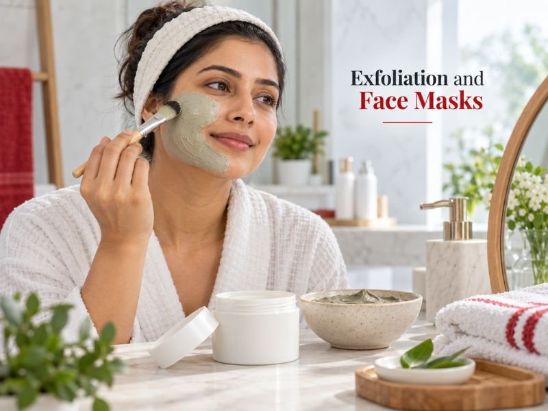 Exfoliating skincare products and face masks for regular facial care by SaleManch