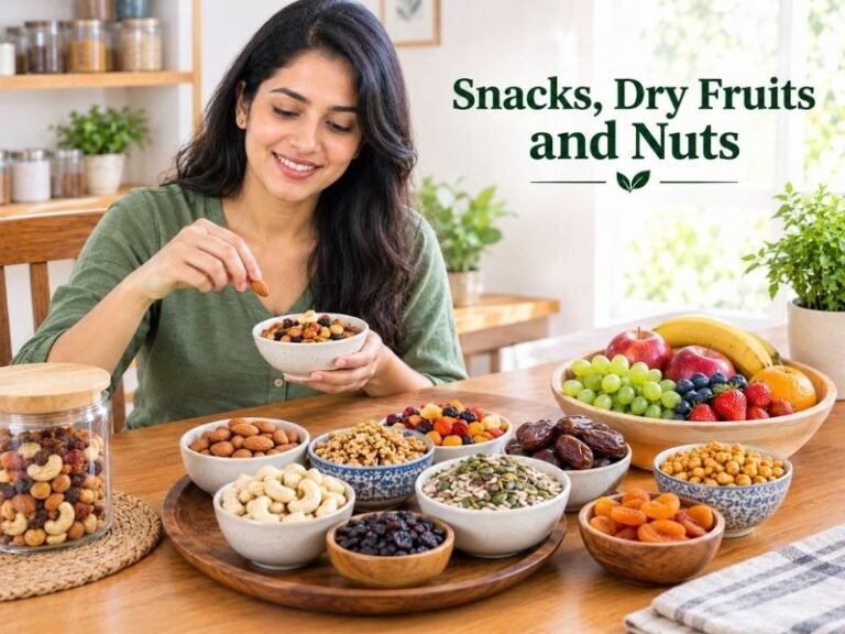 Dry fruits, nuts and everyday snacks arranged together by SaleManch
