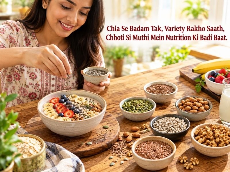 Seeds, nuts and natural superfood ingredients for everyday nutrition by SaleManch