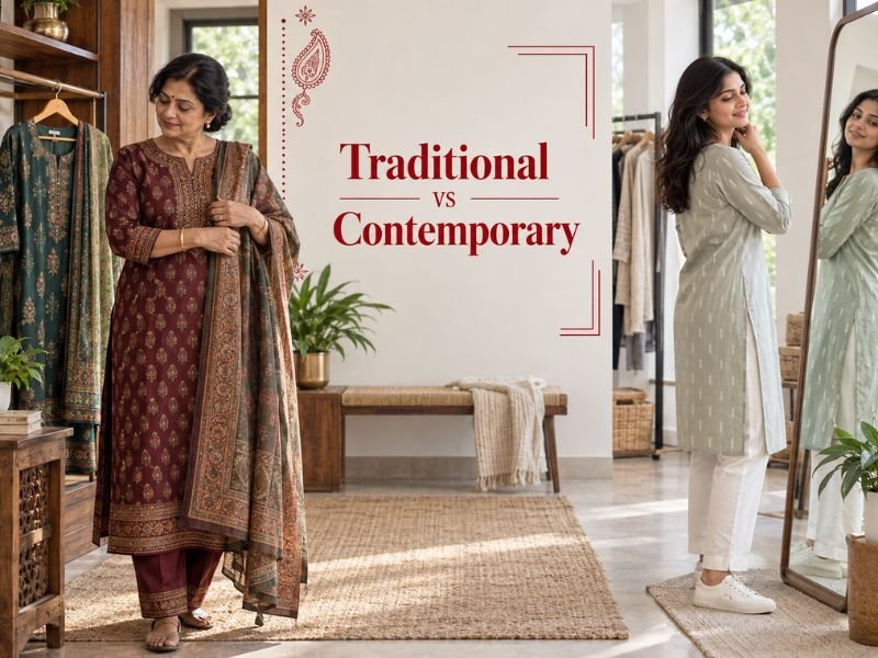 Traditional and contemporary Indian kurtis in different styling designs by SaleManch